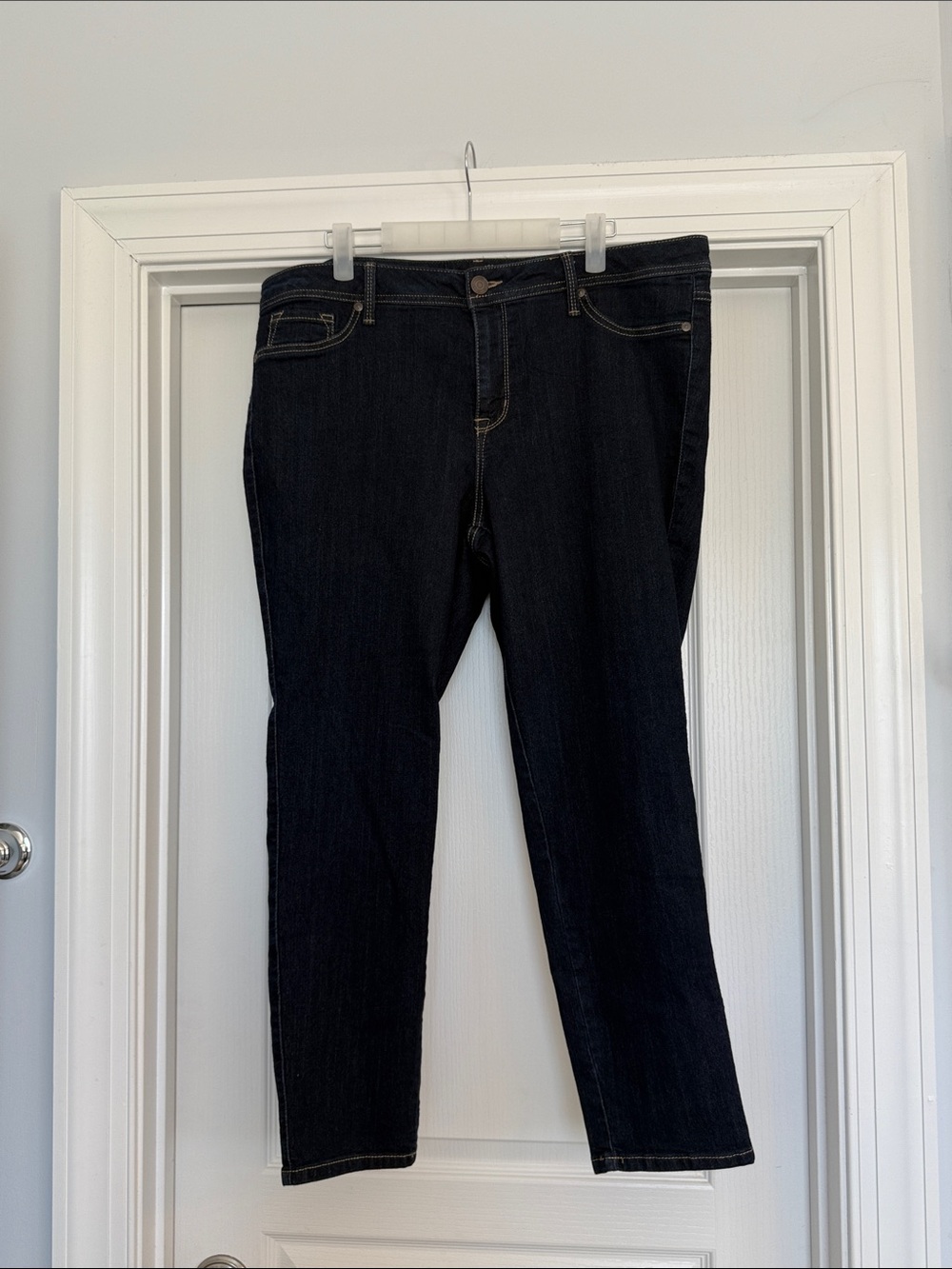 Roz & Ali Womens Classic Straight Leg Ankle Jeans Size 16 Dark Wash Stretch